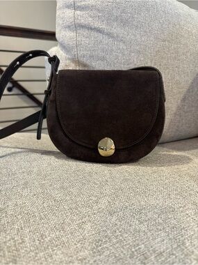 Madewell Dark Brown Suede Crossbody with Gold Snap